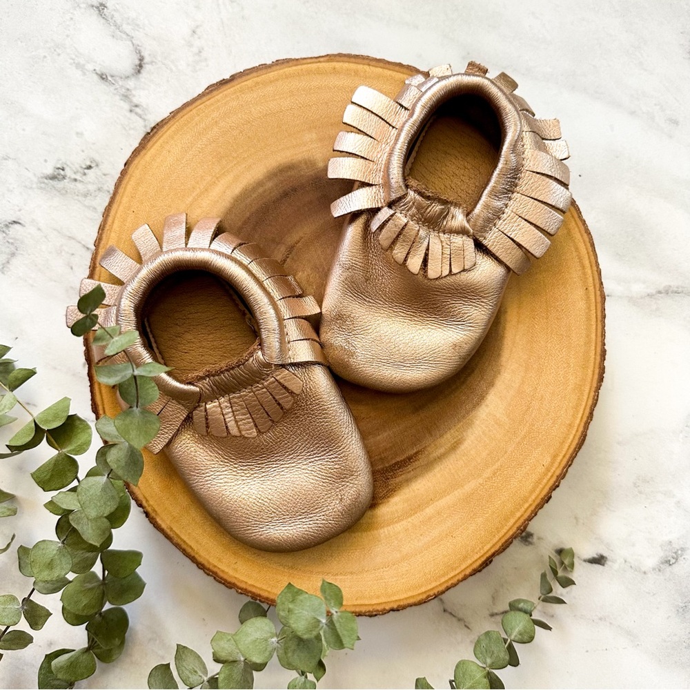 Lucky Love Metallic Gold Leather Moccasins